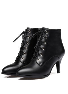 Buy Ankle Boots With Pointed Heels Black in UAE