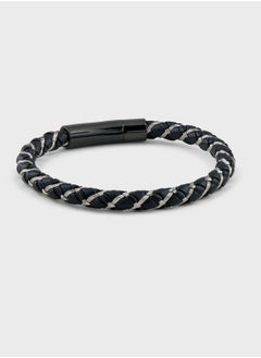 Buy Genuine Leather Braided Stainless Steel Bracelet  In Gift Box in UAE