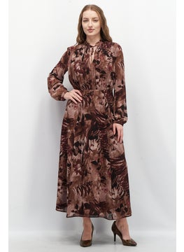 اشتري Women Floral Pattern Maxi Dress, Brown في الامارات