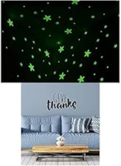 اشتري Bundle of 100 Pcs Home Wall Glow In The Dark Stars Stickers Kids Room Decoration + Give Thanks Sticker wall art 55x45 cm Black في مصر