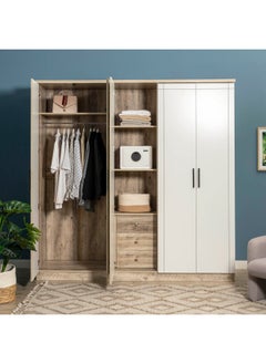 Buy Omaha 5 Door Wardrobe Engineered Wood - White & Natural in UAE