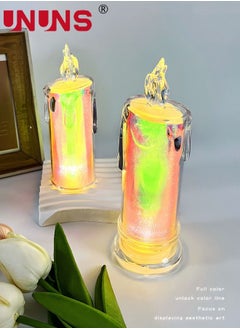 اشتري 2-Piece LED Real Wax Flameless Candle Set,Realistic Lllusory color Flameless Battery-Operated Teardrop Candles,LED Flameless Candle Set في الامارات