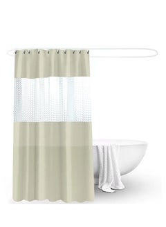 اشتري 1-Piece Spliced Shower Curtains Waterproof PEVA Shower Curtains With Hooks Beige/Clear 200x180 Centimeter في الامارات