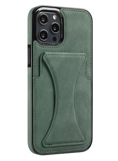 اشتري Luxury Leather Card Wallet Holder Phone Cover iPhone 13 Pro Green في الامارات