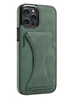 Buy Luxury Leather Card Wallet Holder Phone Cover iPhone 13 Pro Green in UAE