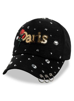 Buy New Letter Iron Ring Mercerized Cotton Dot Diamond Baseball Cap in UAE