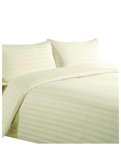 Buy HOTEL COLLECTION Stripe Double Cream Duvet Cover set with 2 Pillow Case 220x240 cm in UAE