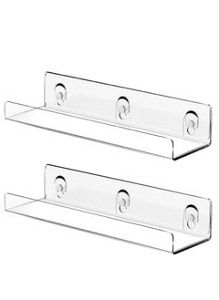 Buy Clear Acrylic Shelf, 2 PCS clear acrylic shelf stick, 15 Inch Bookshelf Acrylic Floating, Clear Thick Bathroom Storage Shelves Display Organizer in UAE