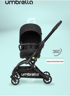 Buy Premium baby Stroller Umbrella Max easy luxurious chair move 360 very small size when closing - black in Egypt