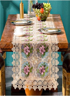 Buy Spring Lace Table Runner Floral Embroidered Lace Runners for Tables Waterproof Cross Stitch Coffee Table Rose Pattern for Rustic Farmhouse Dining Coffee Wedding Table Decorations (16x 72") in Saudi Arabia