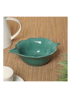 Buy Madagascar Porcelain Bowl, Sea Green - 21x16 cm in UAE