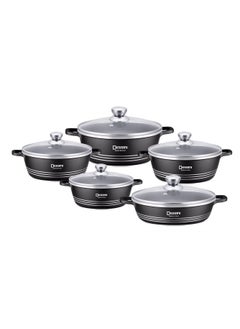 Buy DESSINI 10-Piece Non-Stick Cookware Set Black 1 x Casserole (20), Casserole (24), Casserole (28), Casserole (32), Shallow Casserole (28)cm Black in UAE