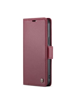 Buy Flip Wallet Case For iPhone 14 Pro Max [RFID Blocking] PU Leather Wallet Flip Folio Case with Card Holder Kickstand Shockproof Phone Cover (Red) in Egypt