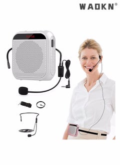 Buy Voice Amplifier with Wired Microphone Headset, Portable Rechargeable PA System Speaker Personal Microphone Speech Amplifier, Loudspeaker for Teachers, Tour Guides/Coaches Metting/Yoga/Fitness (White) in Saudi Arabia