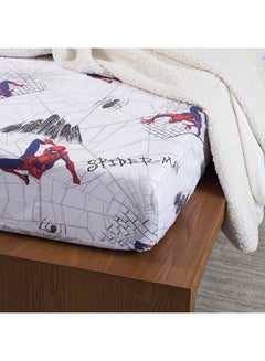 Buy Spiderman Cotton Fitted Sheet 120x200+33cm - White in UAE