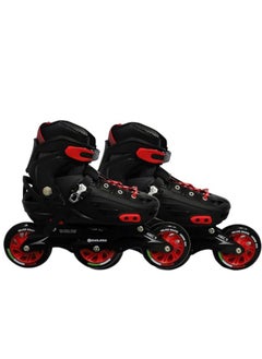 اشتري Inline Adjustable Skates Large 39 EUR (UK 5.5) - 43 EUR (UK 9) for 12 Years and Above | Aluminium Chassis and 100 mm  Three Wheels | Skating Shoes في الامارات