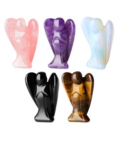 Buy 5PCS Crystal Decor Figurines 1.5"Amethyst Rose Quartz Opal Black Obsidian Tiger Eye Polished Stones Statue Cute Carved Gemstone Room Office Desk Guardian Home Reiki Pocket in UAE