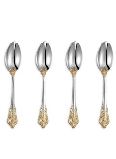 اشتري SYOSI Gorgeous 6.3" Small spoons, 18/10 Stainless Steel, Luxury Teaspoons, Stirring, Mixing, Sugar, Cake, Dessert Spoons, Dishwasher Safe, Fine Mirror Polished(4PCS Gold Accent) في السعودية