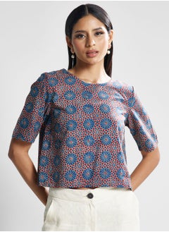 Buy Crew Neck Floral Print Top in UAE