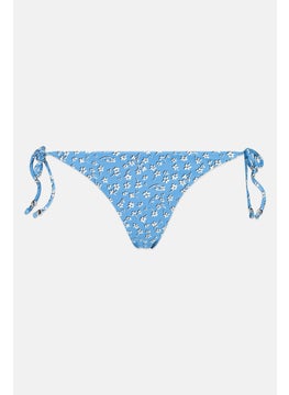 Buy Women Floral Print Pull On Bikini Bottom, Blue Combo in UAE