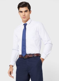 اشتري Men Easy Care White Grid Tattersall Checked Sustainable Formal Shirt في الامارات