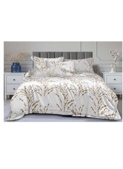 Buy Comforters 6pcs Vintage Quilted Bedding Set, Includes 1 fixed Quilt, 1 Fitted Sheet, And 4 Pillowcases,  Floral Design in UAE