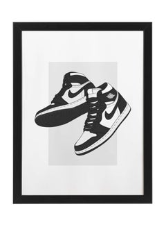 Buy Nike Air Jordan 1 Black and White Sneaker Poster with Frame 30x40cm in UAE