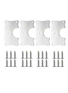 Buy Cabinet Hinge Repair Plate, Stainless Steel Kits with Mounting Screws Wooden for Protecting Furniture and Kitchen Cabinet(4 Half Hole) in Saudi Arabia