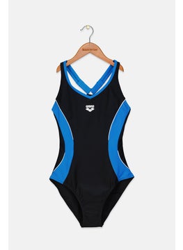 اشتري Women Brand Logo One Piece Swimwear, Black and Blue Combo في السعودية