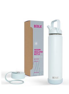 Buy Insulated Water Bottle With Straw Lid - 750ml, Ice Blue in UAE
