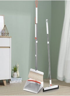 Buy Set of 2 Compact Long Handle Upright Dustpan ,Broom Sweep and Wet Floor Mop in UAE