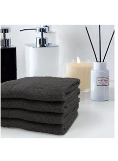 اشتري Daffodil (Dark Grey) Premium Face Towel (30x30 Cm-Set of 12) 100% Cotton, Highly Absorbent and Quick dry, Hotel and Spa Quality Bath linen with Stripe Diamond Dobby-500 Gsm في الامارات