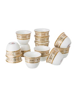 Buy Arabic coffee cups set 12 pcs golden in Saudi Arabia