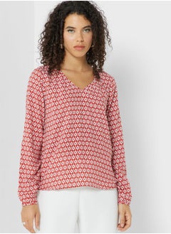 Buy Printed Puff Sleeve Top in UAE