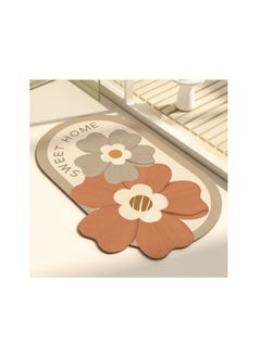 اشتري Simple Fresh Flower Bathroom Anti Slip Diatomaceous Floor Mat في السعودية