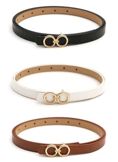 Buy 3pcs/set Women's Multi-color Round Buckle Thin Belt in Egypt