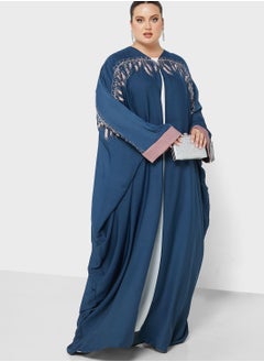 Buy V-Neck Embroidered Abaya in UAE