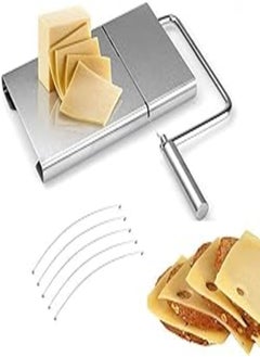 اشتري Cheese Slicer with Stainless Steel Wire, Restaurant Easy Clean Home Kitchen Accurate Size Scale Cheese Cutter for Cheese Butter Equipped 5 Replacement Wires inside في مصر