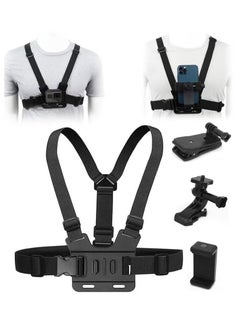 Buy Camera Chest Mount Strap Harness Fit for AKASO DJI Osmo Adjustable Cell Phone with Sports Installation Bracket kit Mobile Bracket Backpack Clip Holder in Saudi Arabia