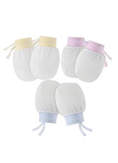 Buy Newborn Baby Mittens No Scratch Mittens, Which Adjustable Anti Scratch Ice-Smooth Cool And Breathable Cotton Gloves For Boys Girls 3 Pairs in Saudi Arabia