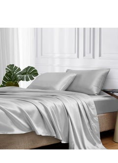 Buy Silky Bedding Set 4-Piece(King, Silver Grey) in UAE