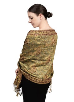 اشتري Achillea Soft Silky Reversible Paisley Pashmina Shawl Wrap Scarf w/Fringes 80" x 28" (Sage Green) في الامارات