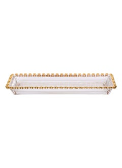 Buy Square Dessert Platter, Clear & Gold - 30x3 cm in UAE