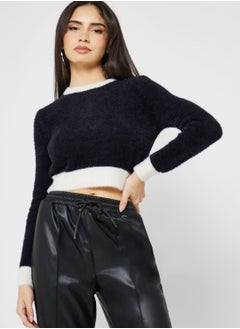 اشتري Color Block Crop Sweater في الامارات