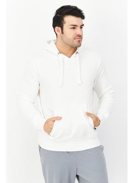 Buy Men Hooded Plain Long Sleeves Sweatshirt, White in UAE