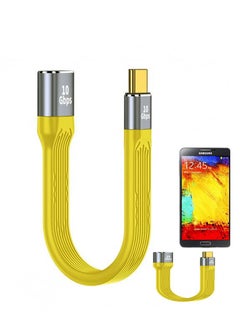 Buy USB 3.1 Type C Male to USB 3.0 Type A Female OTG Flat Slim Data Cable for Laptop and Phone - Yellow in UAE