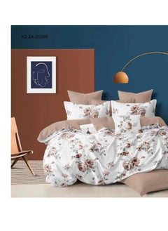 Buy Petals and Floral Designs Single-Size Duvet Cover Set, Multicolour -160x210cm, Fitted sheets size (120x200)+30cm Cotton+Polyester in UAE