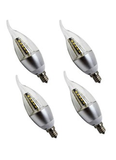 Buy LED Candle Bulbs, 5W E14 LED Candelabra Bulb 40W Equivalent, AC220-240V Cool White 6500K Chandelier Light Bulbs, Non- Dimmable Clear Flame Tip Candle Light, 4 Pack Silver in UAE