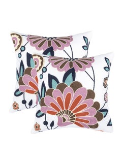 Buy 2 Piece Embroidered Cushion Cover (45x45 cm) without filler Multicolor in Saudi Arabia