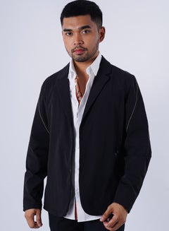 Buy Men’s Winter Blazer Long Sleeves Collared Neck– Black in UAE